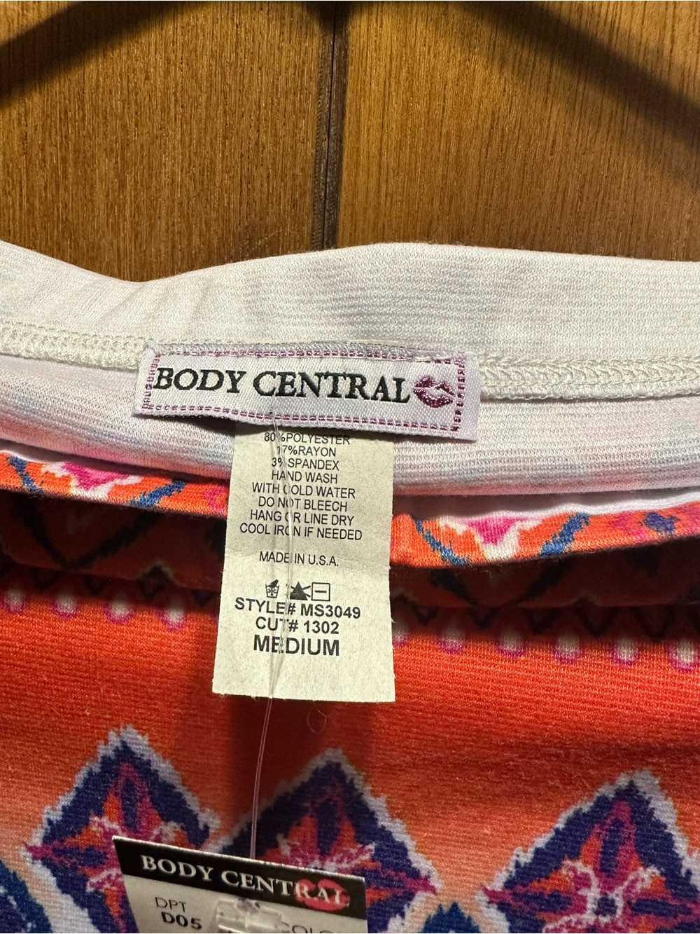 Body Central Orange Patterned Short Sleeve Tunic Top